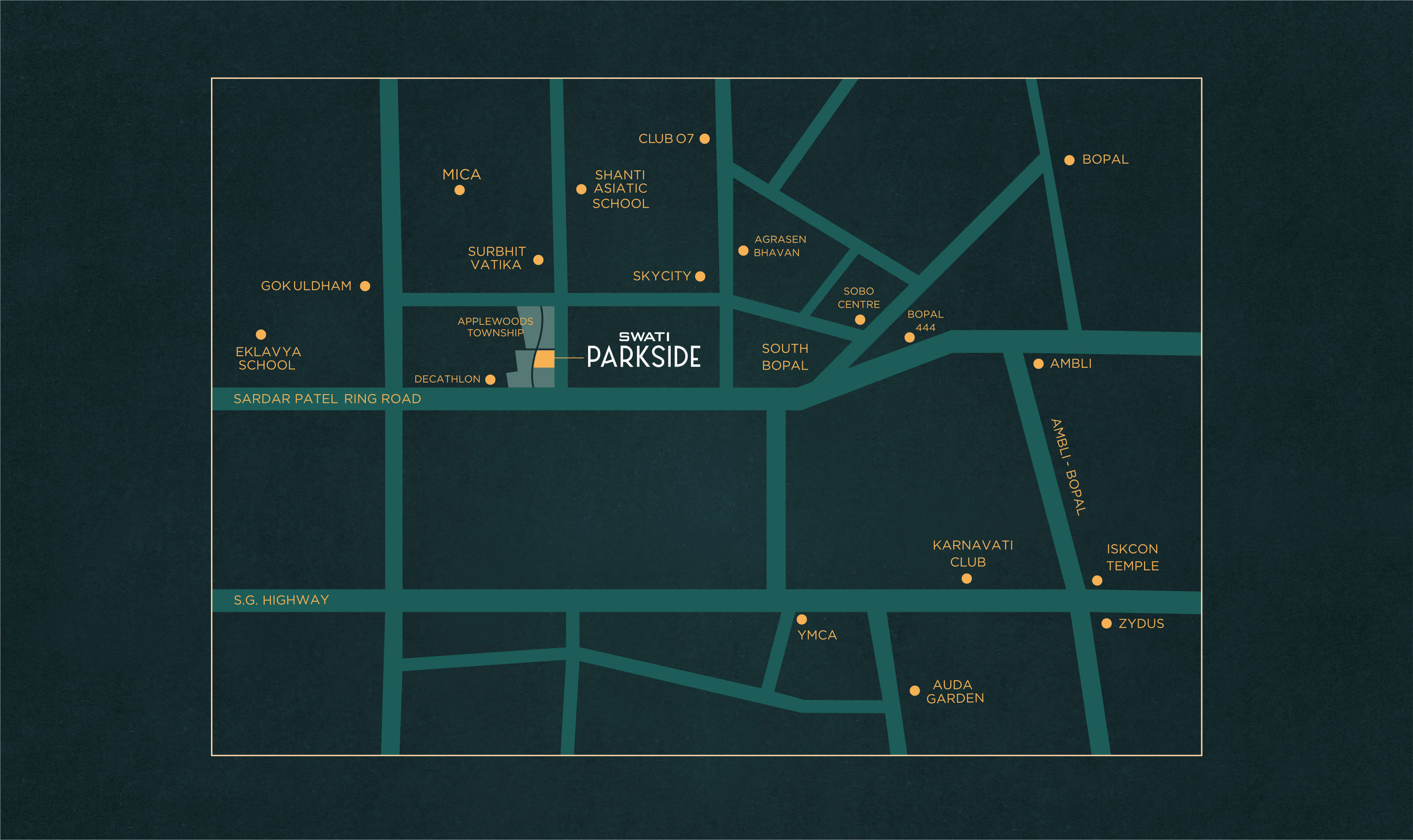 Location of Swati Parkside at Shela