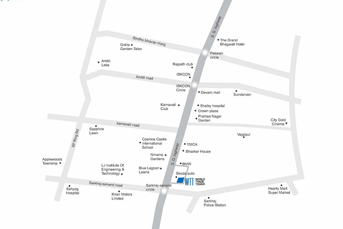 Location of World Trade Tower at S. G. Highway