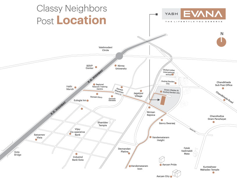 location of Yash Evana at Jagatpur
